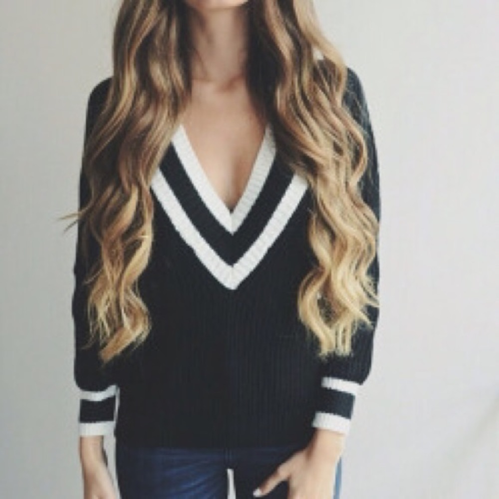 V neck Black and White Sweater ONLY 1 SMALL